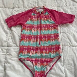 Hatley Girls Pink and Blue Rashguard Swimwear
